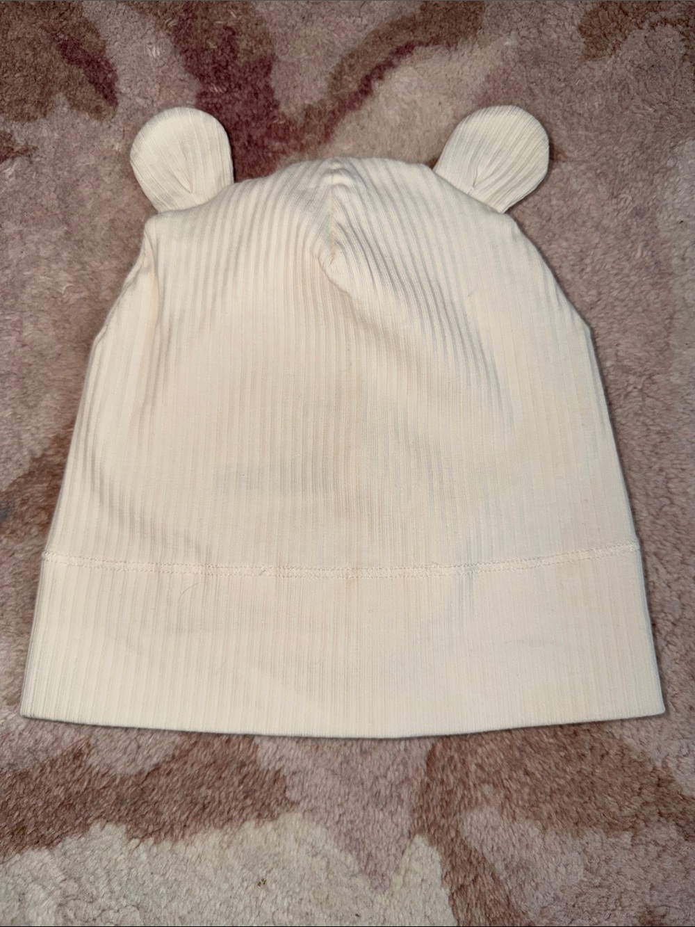 H&M Cream Ribbed Baby Beanie with Ear Details